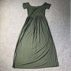 Amazon Olive Green Short Sleeve Maxi Dress
